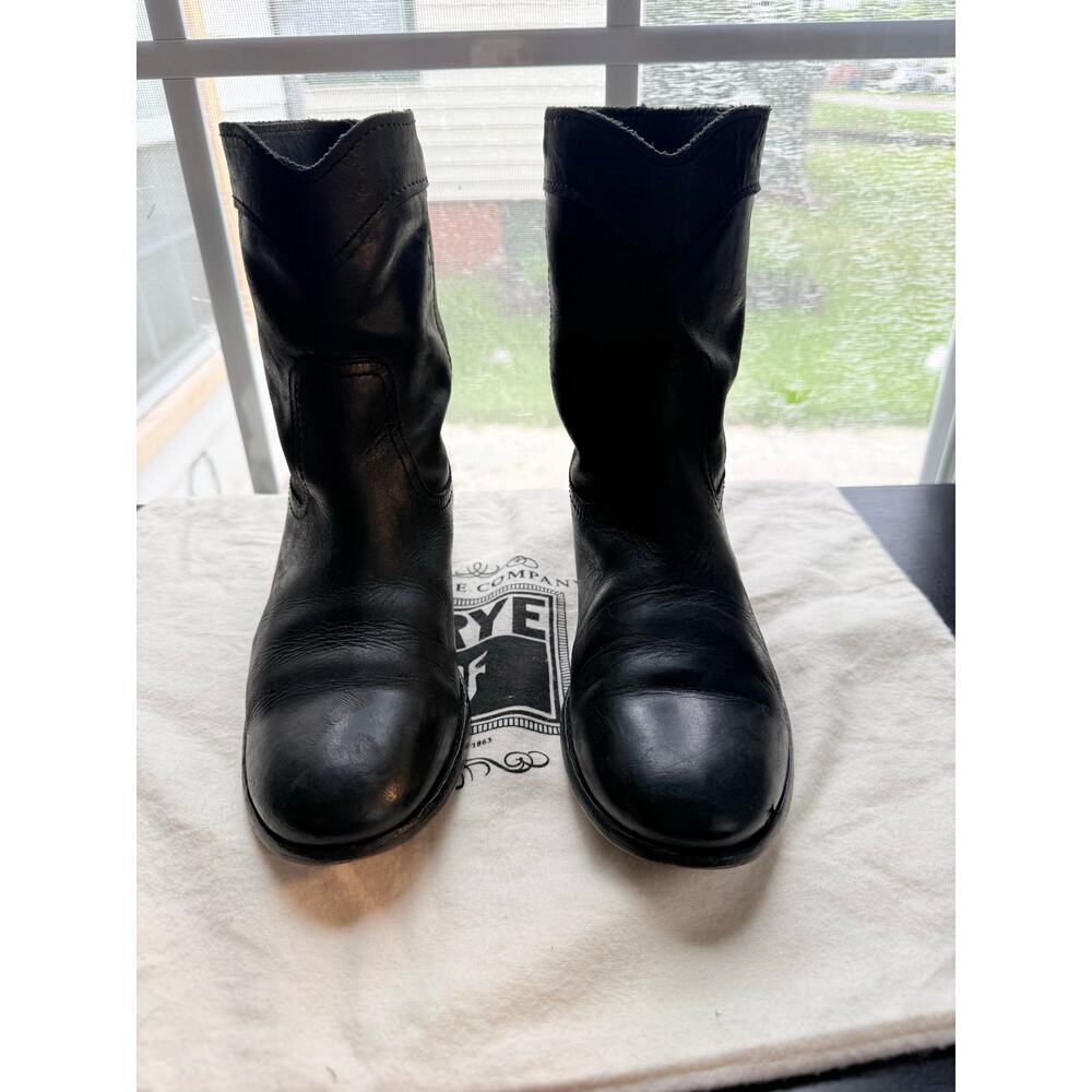 Frye Melissa Short Pull On Boots Black Leather Women’s 8.5 Classic Riding Ankle - Picture 4 of 11